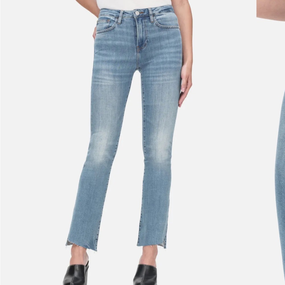 Frame Le Crop Mini Boot Cascade Hem Wavey, size 31, stretch denim, high rise